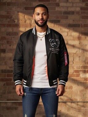 SCREENSHOT Urban Streetwear Bomber Jacket Bear S